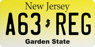 NJ license plate A63REG