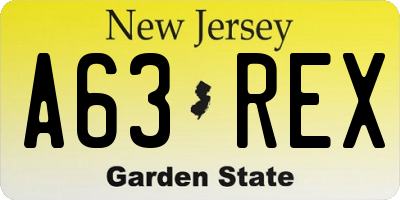 NJ license plate A63REX