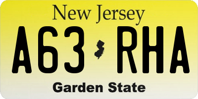 NJ license plate A63RHA