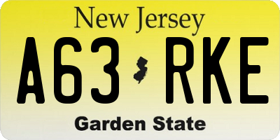 NJ license plate A63RKE
