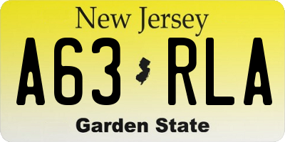 NJ license plate A63RLA