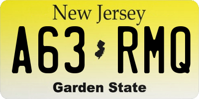 NJ license plate A63RMQ