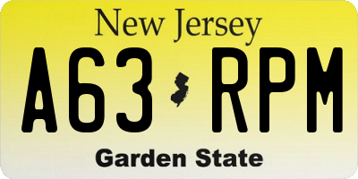 NJ license plate A63RPM