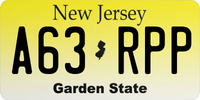 NJ license plate A63RPP