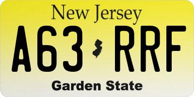 NJ license plate A63RRF
