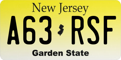 NJ license plate A63RSF