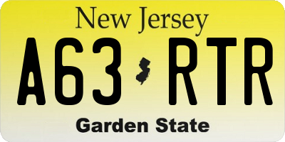 NJ license plate A63RTR