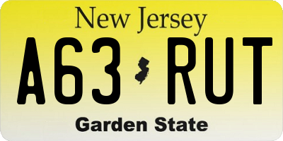 NJ license plate A63RUT