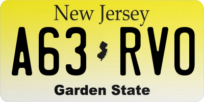 NJ license plate A63RVO