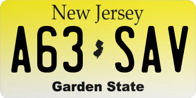 NJ license plate A63SAV