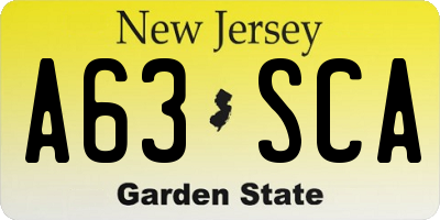 NJ license plate A63SCA