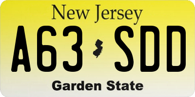 NJ license plate A63SDD