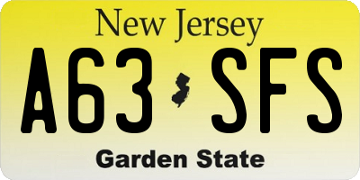 NJ license plate A63SFS