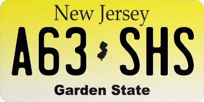 NJ license plate A63SHS