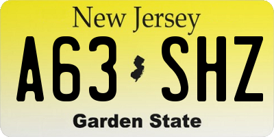 NJ license plate A63SHZ