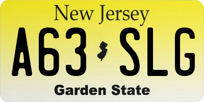 NJ license plate A63SLG