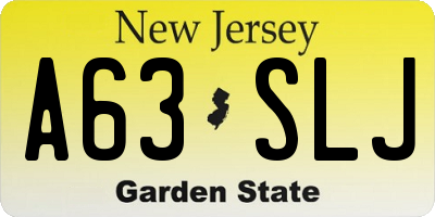 NJ license plate A63SLJ