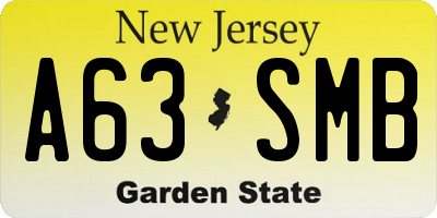 NJ license plate A63SMB