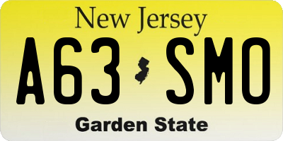 NJ license plate A63SMO