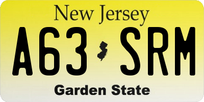 NJ license plate A63SRM