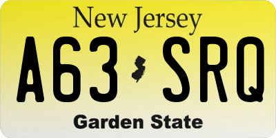 NJ license plate A63SRQ