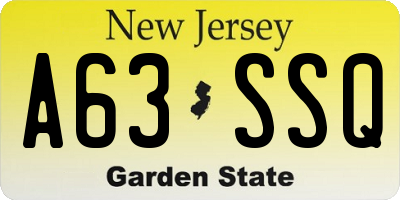 NJ license plate A63SSQ