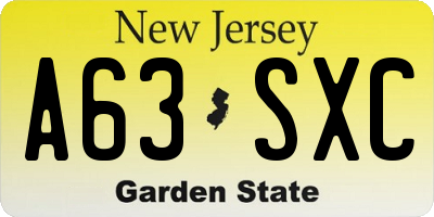NJ license plate A63SXC