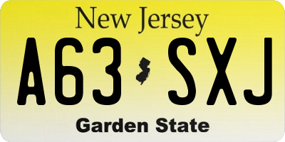 NJ license plate A63SXJ