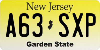 NJ license plate A63SXP
