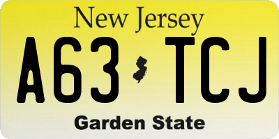 NJ license plate A63TCJ