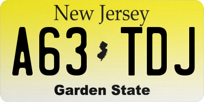 NJ license plate A63TDJ