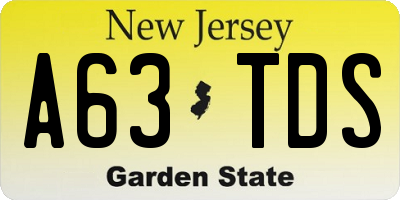 NJ license plate A63TDS