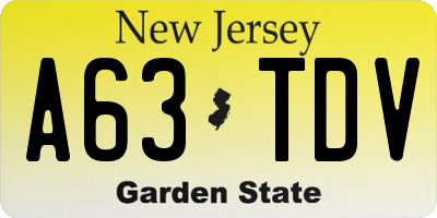 NJ license plate A63TDV