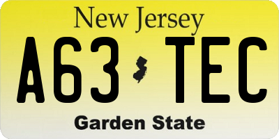 NJ license plate A63TEC