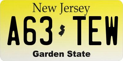 NJ license plate A63TEW