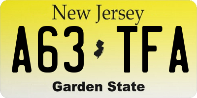 NJ license plate A63TFA