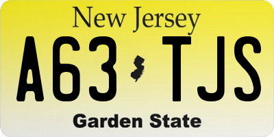 NJ license plate A63TJS