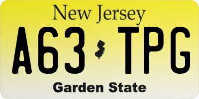 NJ license plate A63TPG