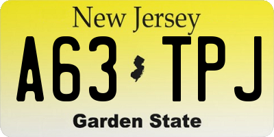 NJ license plate A63TPJ