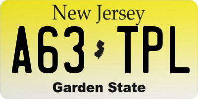 NJ license plate A63TPL