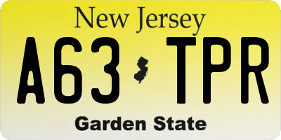 NJ license plate A63TPR