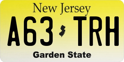 NJ license plate A63TRH