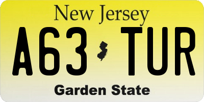 NJ license plate A63TUR