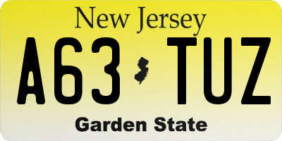 NJ license plate A63TUZ