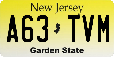 NJ license plate A63TVM
