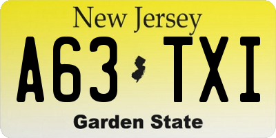 NJ license plate A63TXI