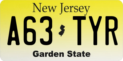 NJ license plate A63TYR