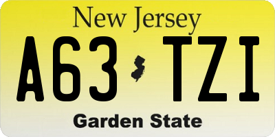 NJ license plate A63TZI