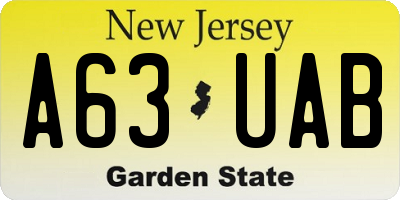 NJ license plate A63UAB