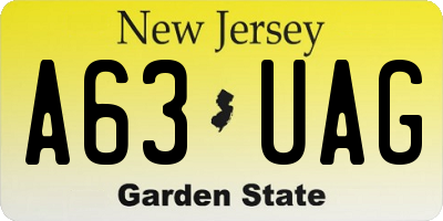 NJ license plate A63UAG
